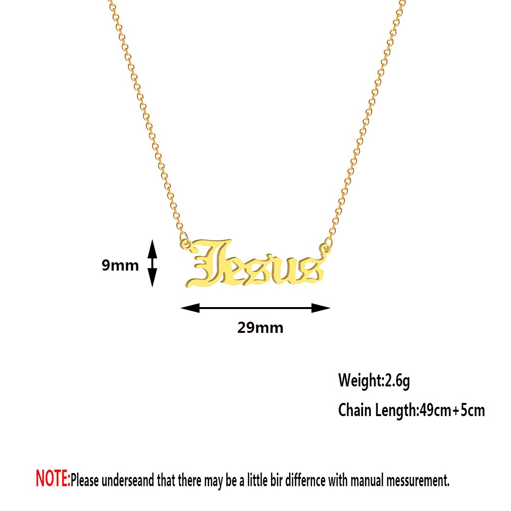 QIMING Christ Jesus Letter Necklace For Women Men Ankh Jewelry Gold Cross image 9