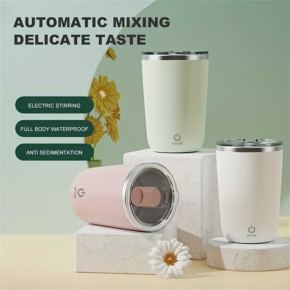 Self Stirring Coffee Mug 2 Pieces Rotating Home Office Travel Stirring Mug Auto image 5