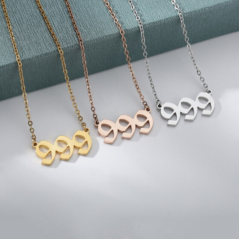 Old English Angel Number Necklaces For Women Men Gold Color Stainless Steel image 2
