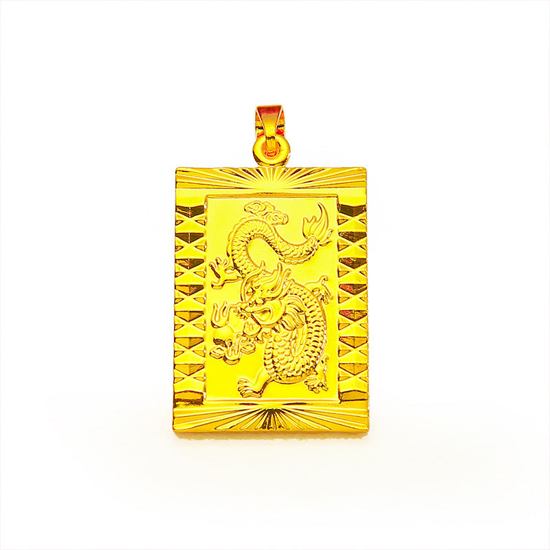18 K Yellow Gold Color Dragon Pendant for Men Women Jewelry Women's Wedding Eng image 3