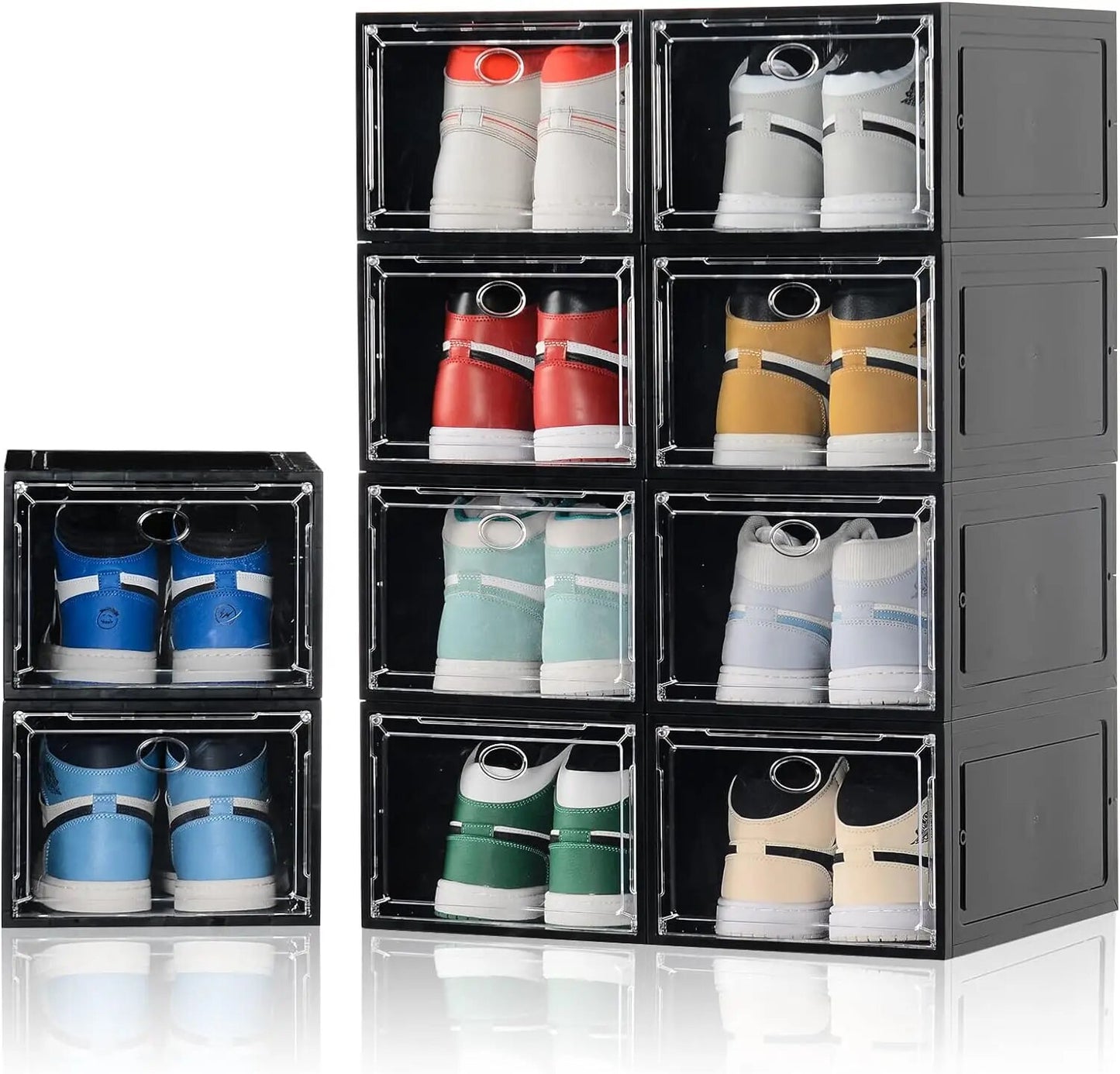 10 Pack Shoe Boxes Stackable,Upgraded Sturdy Shoe Storage Boxes with Clear Magn image 2