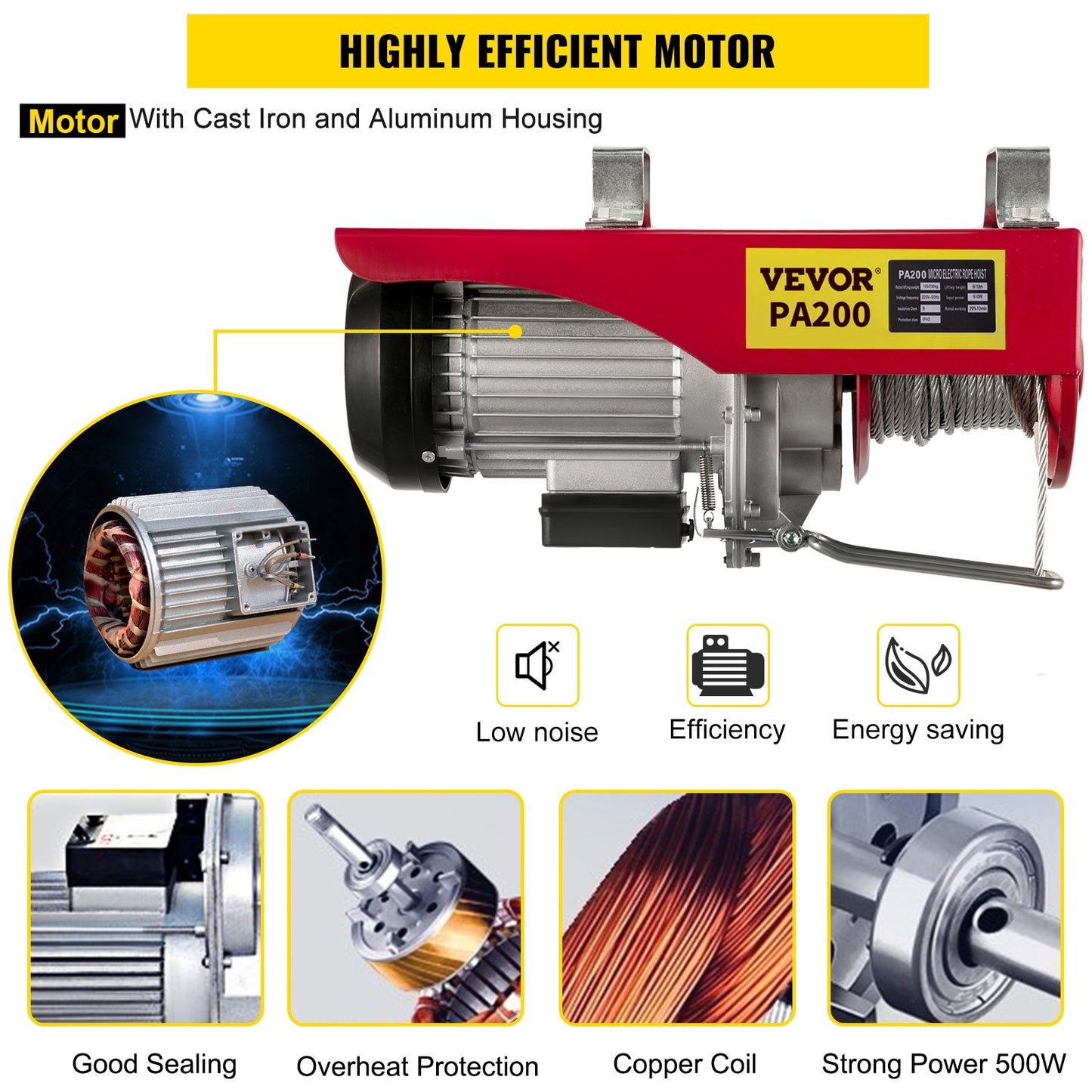 VEVOR 200-800KG Electric Hoist Crane New Portable Lifter Overhead Garage Winch image 3