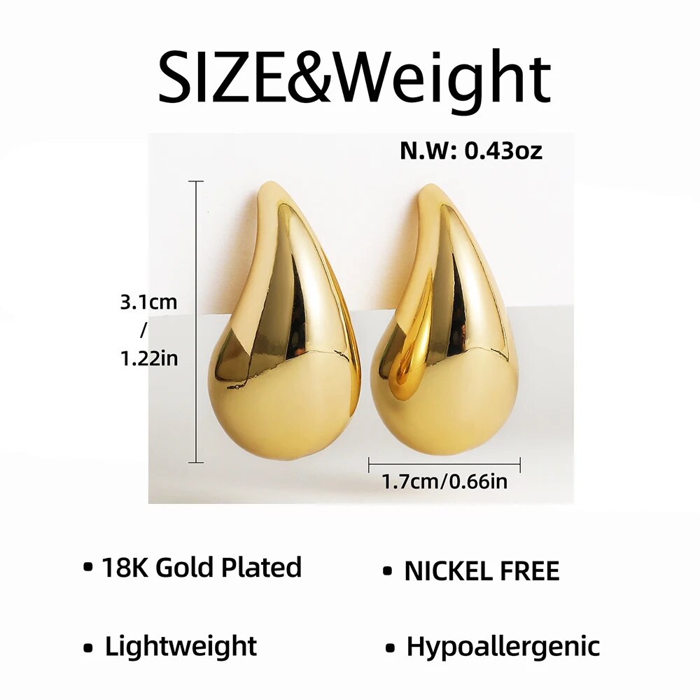 Vintage Gold Plated Chunky Dome Drop Earrings for Women Glossy Stainless Steel image 6