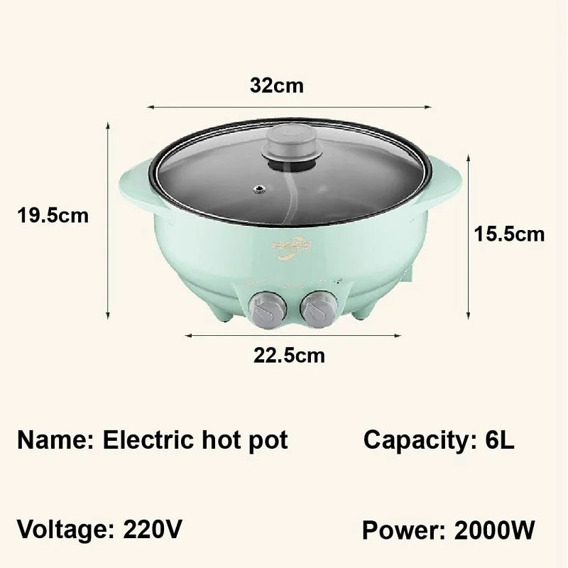 6L Yuanyang Electric Hot Pot Home Multi-function All-In-One Electric Cooking Po image 8