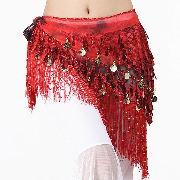Women Belly Dance Clothing Accessories Teardrop Paillettes Fringe Wrap Elastic image 5