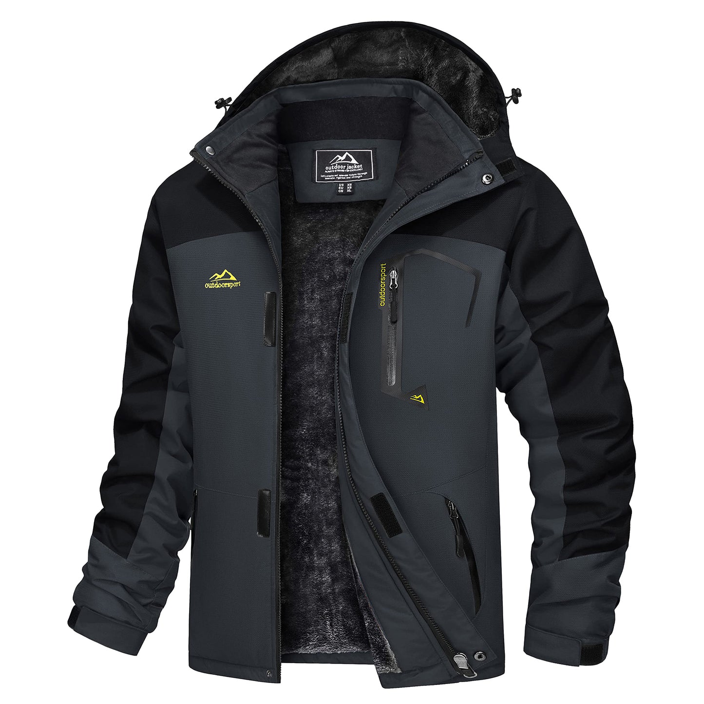 MAGCOMSEN Men's Hooded Fleece Ski Jacket Waterproof Thermal Thick Warm Parka Co image 3
