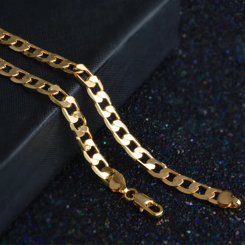 Special offer 18K gold Necklaces 925 Stamp Silver color Classic 8MM sideways ch image 2