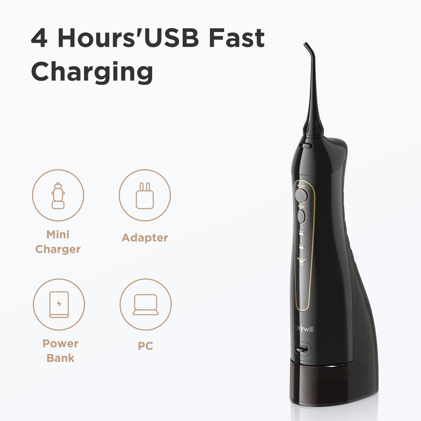 Fairywill Water Flossers for Teeth 300ML Oral Irrigator Rechargeable Portable D image 6