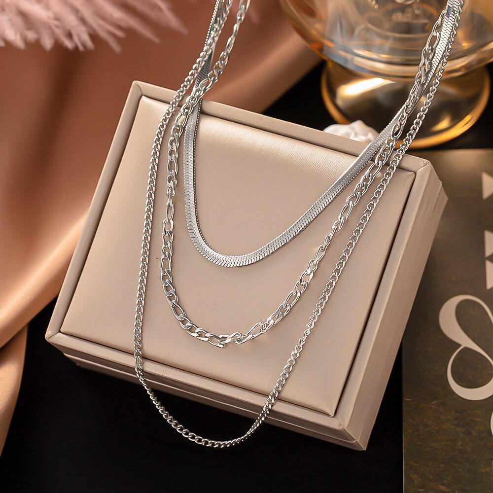 Muilti Chains 316L Rustproof Stainless Steel Gold Color Necklace For Women image 6
