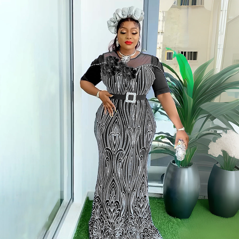 Plus Size African Party Dresses for Women Dashiki Ankara Sequin Wedding Evening image 6