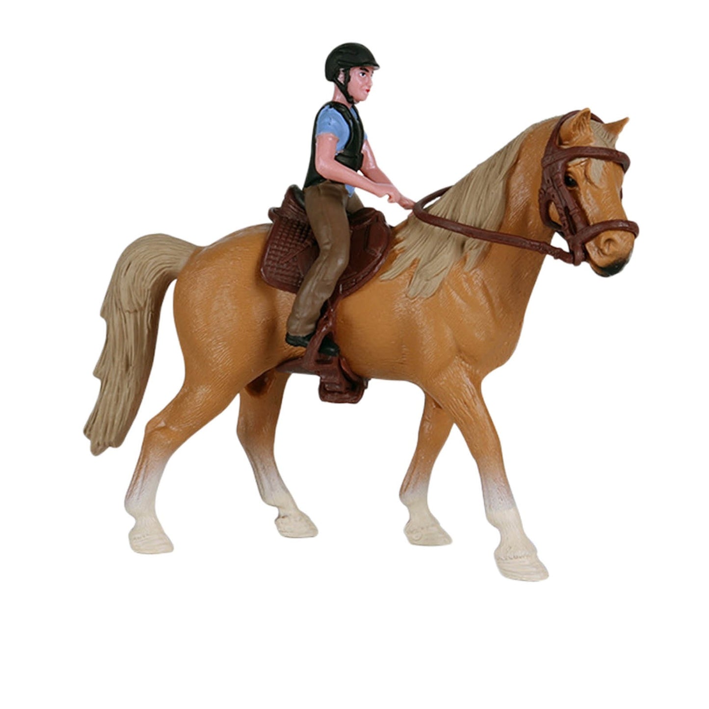 Simulation Rider And Horse Figurine Farm Animal Model Sculpture Kids Gift Livin image 3