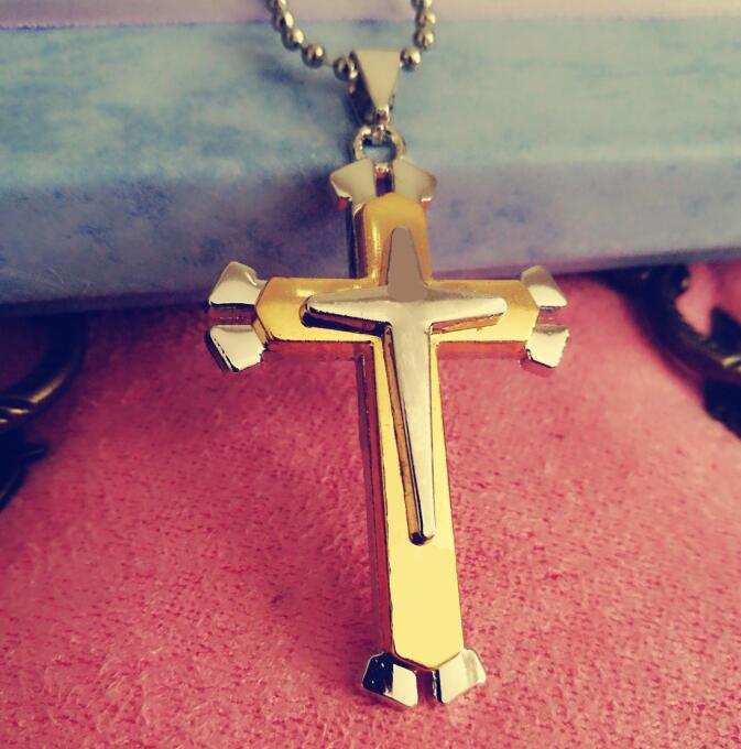Religious Jesus Cross Necklace for Men 2021 New Fashion Gold color Cross image 8