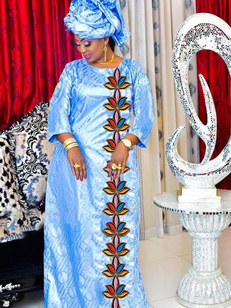 Bazin Long Maxi Dress - High-Quality Women's Evening Gown for African Party wit image 0