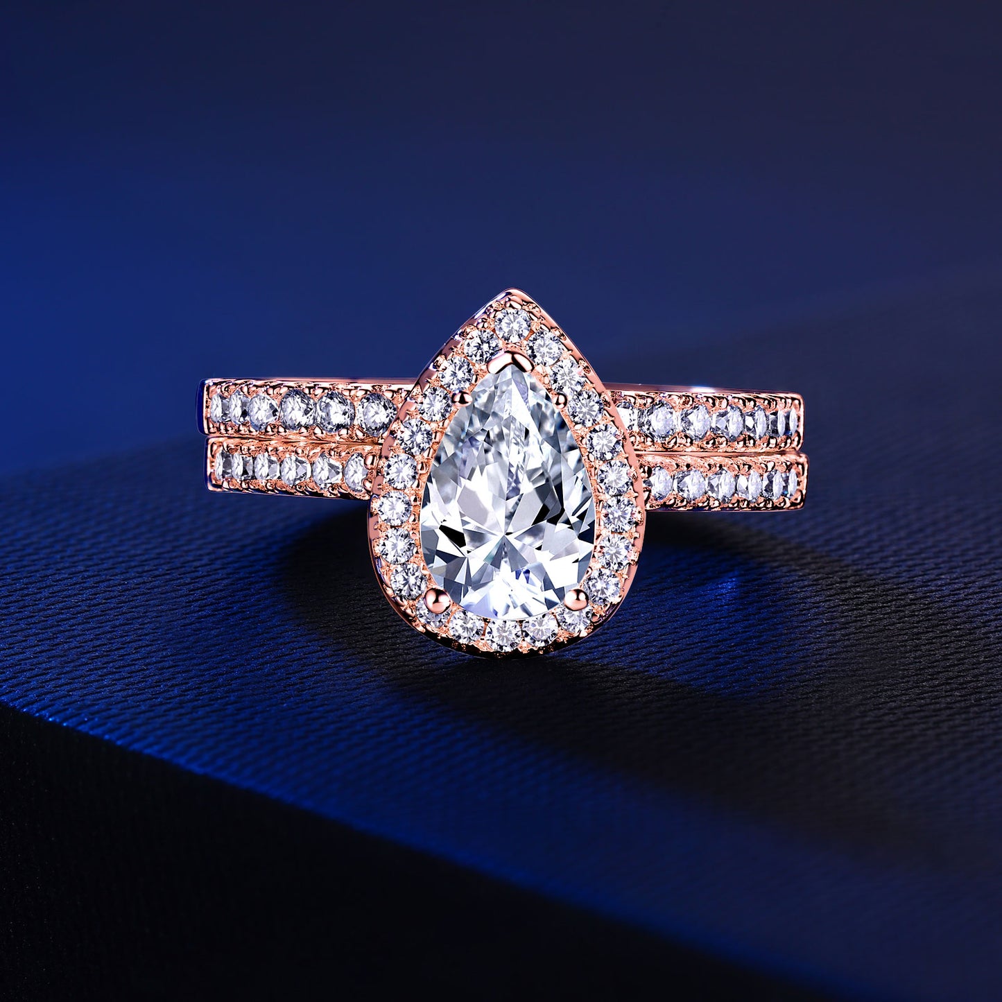 Newshe 2 Pieces Yellow Rose Gold Wedding Set Solid 925 Sterling Silver 3Ct image 4