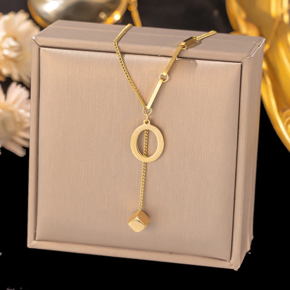 Stainless Steel Initial Letter Necklace For Women Gold Color 26 Alphabet Pendan image 5