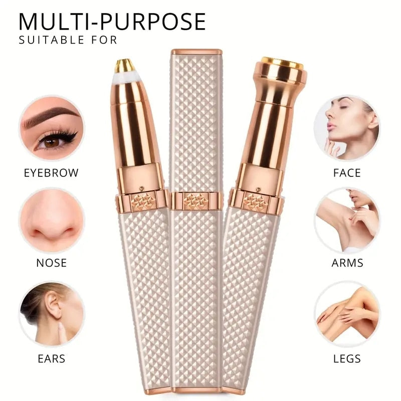 1pc Rechargeable 2-in-1 Eyebrow Razor and Hair Shaver with LED Light - Painless image 0