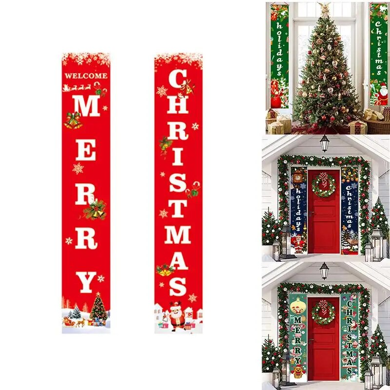 Christmas Decorations Red Merry Christmas Porch Sign Xmas Hanging for Home door image 7