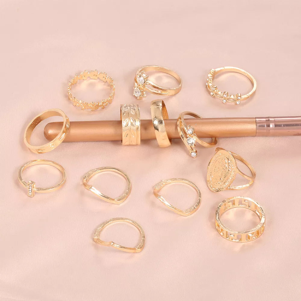 Gold Midi Finger Rings Set For Women crystal Geometric Retro Knuckle Ring image 4