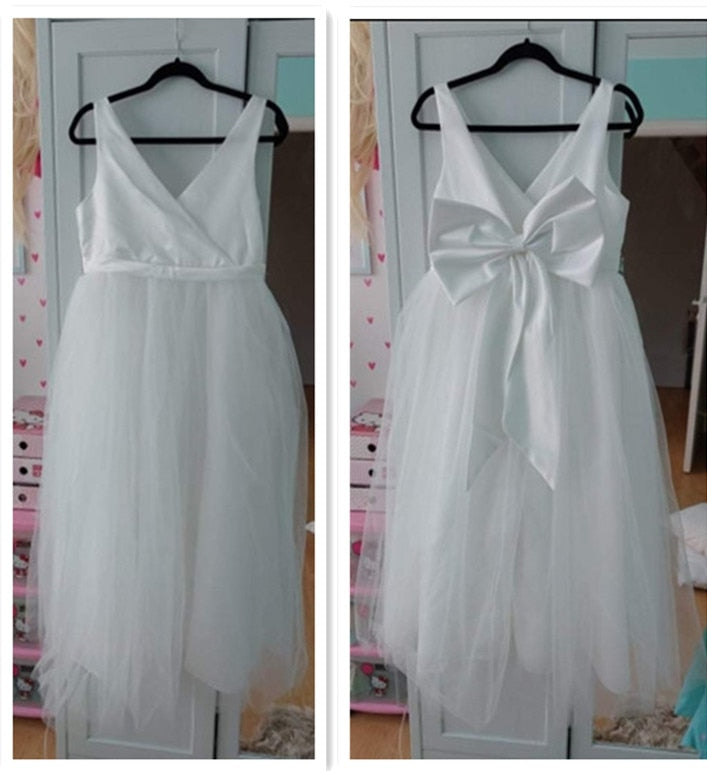 5-14 Year Bridesmaid Girl Lace White Flower Dress For Wedding Ceremony image 12