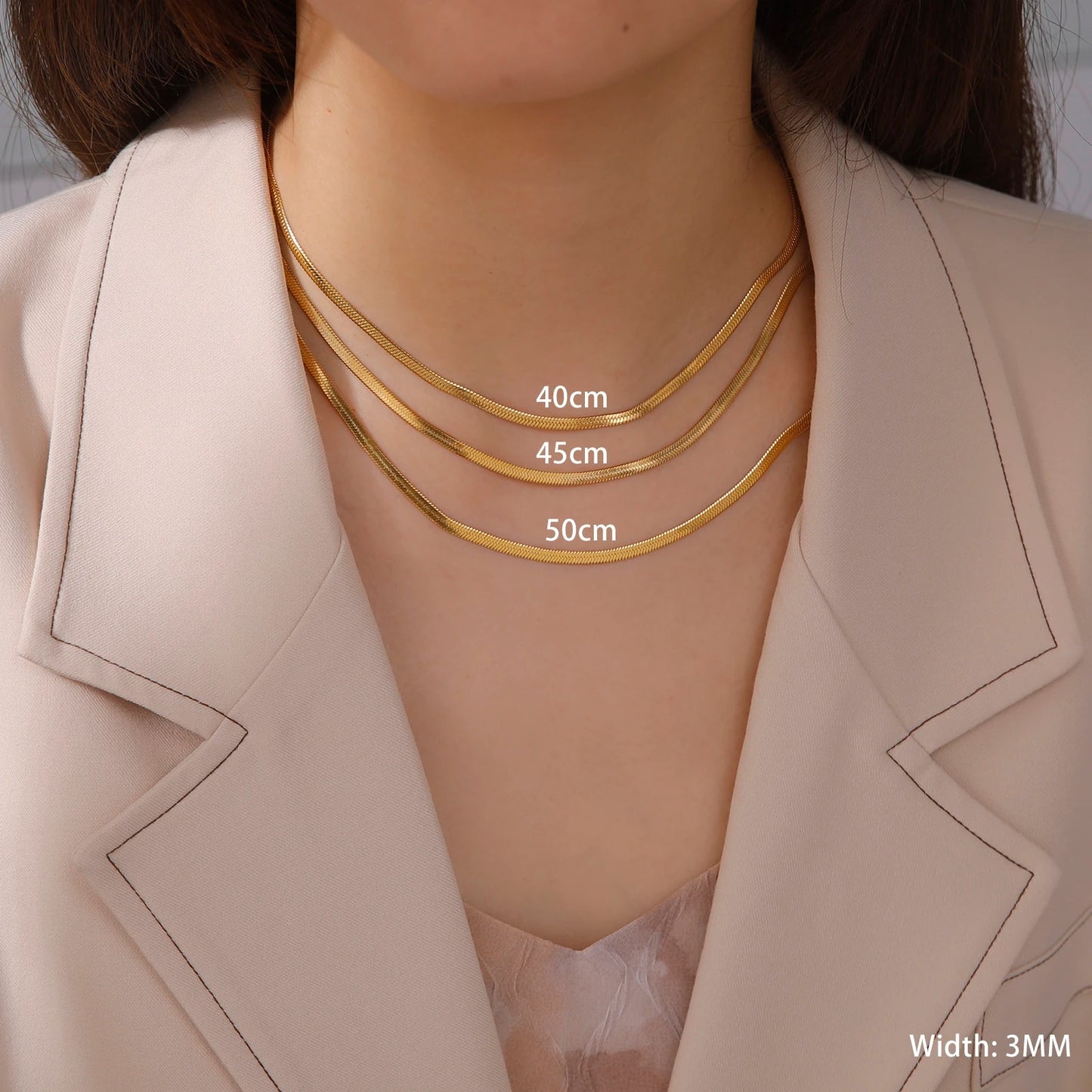 Skyrim Stainless Steel Snake Chain Necklace for Women Men Gold Color Herringbon image 7