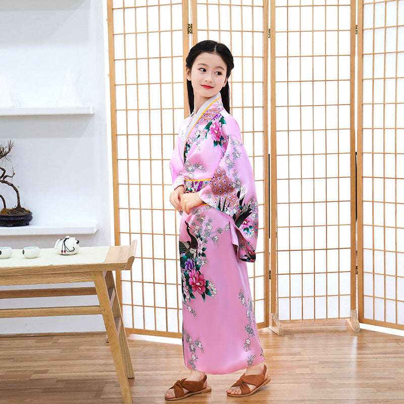 Girls Traditional Kimono Kids Original Ao Dai Yukata Wedding Dress Japanese Yuk image 9