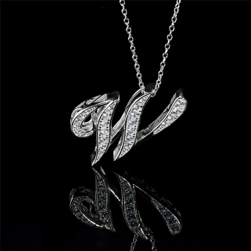 ANDYWEN 925 Sterling Silver Gold Long Chain Alphabet 26 Leter A W Pendant K H I image 44