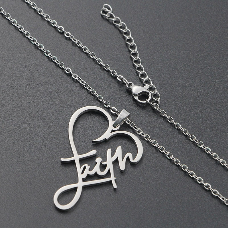 VILLWICE Religious Faith Heart Necklace Women Men Stainless Steel Gold Plated image 7