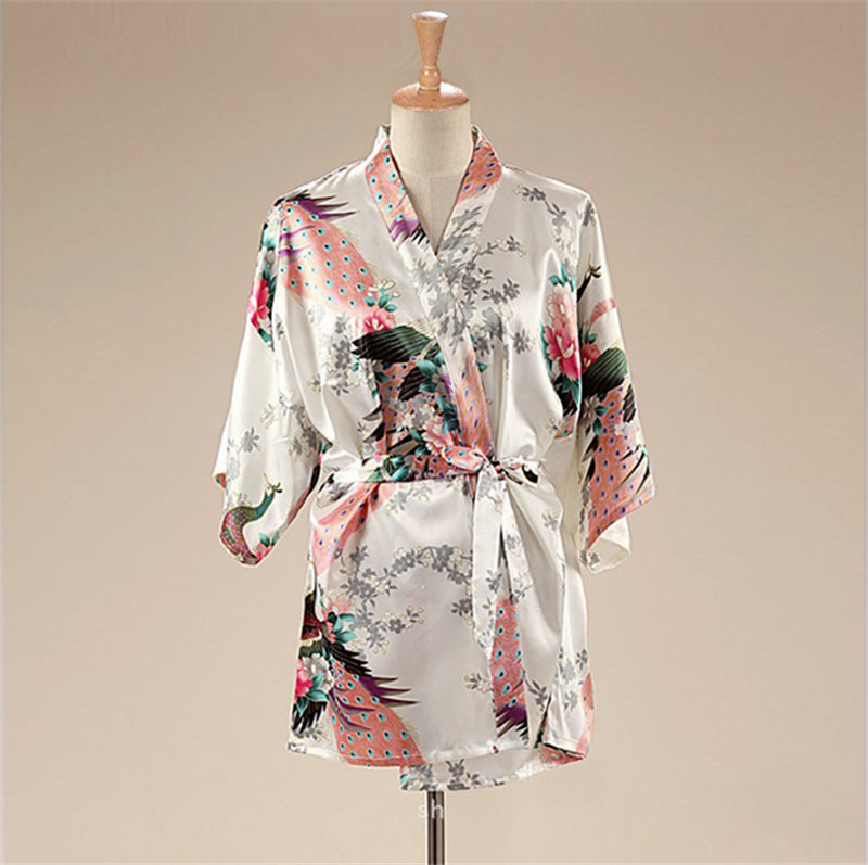 Women Satin Pajamas Bathing Robe Gown Japanese Traditional Women Sakura Kimono image 15