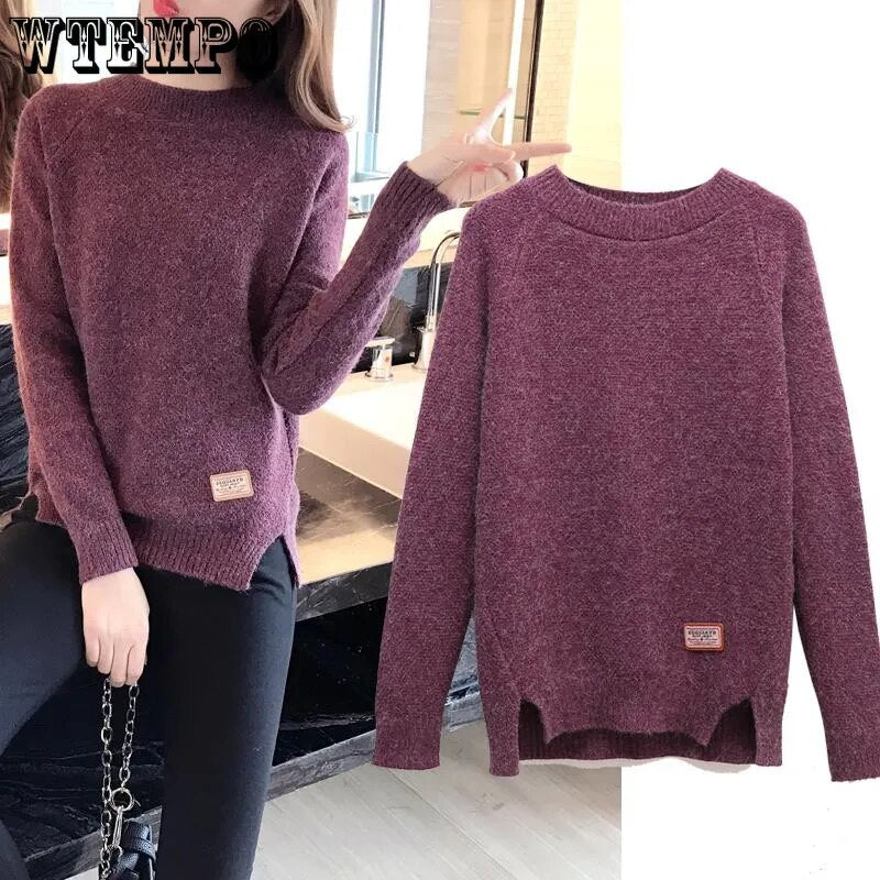 WTEMPO Women Sweaters And Pullovers Autumn Winter Long Sleeve Pullover Solid Pu image 0