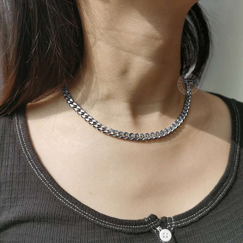 3-11mm Stainless Steel Necklace for Women Men Curb Cuban Link Chains Gold Silve image 7