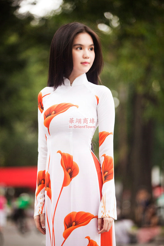 Authentic Vietnam Women Ethnic Clothing Aodai Dress Traditional Two Pieces Set image 4
