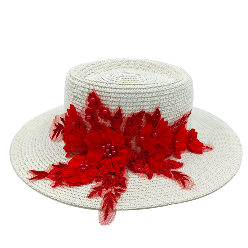 5cm brim summer straw hat for women with sun shading and sun protection flat to image 12