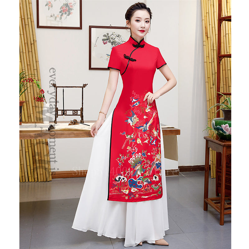 Vietnam Woman Retro Ao Dai Elegant Phoenix Chinese Style Cheongsam Vintage Fest image 9
