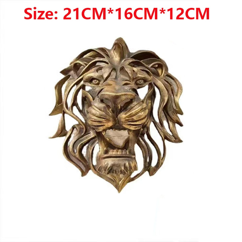 Rare Find Large Lion Head Wall Mounted Art Sculpture Gold Resin Lion Head Art W image 2