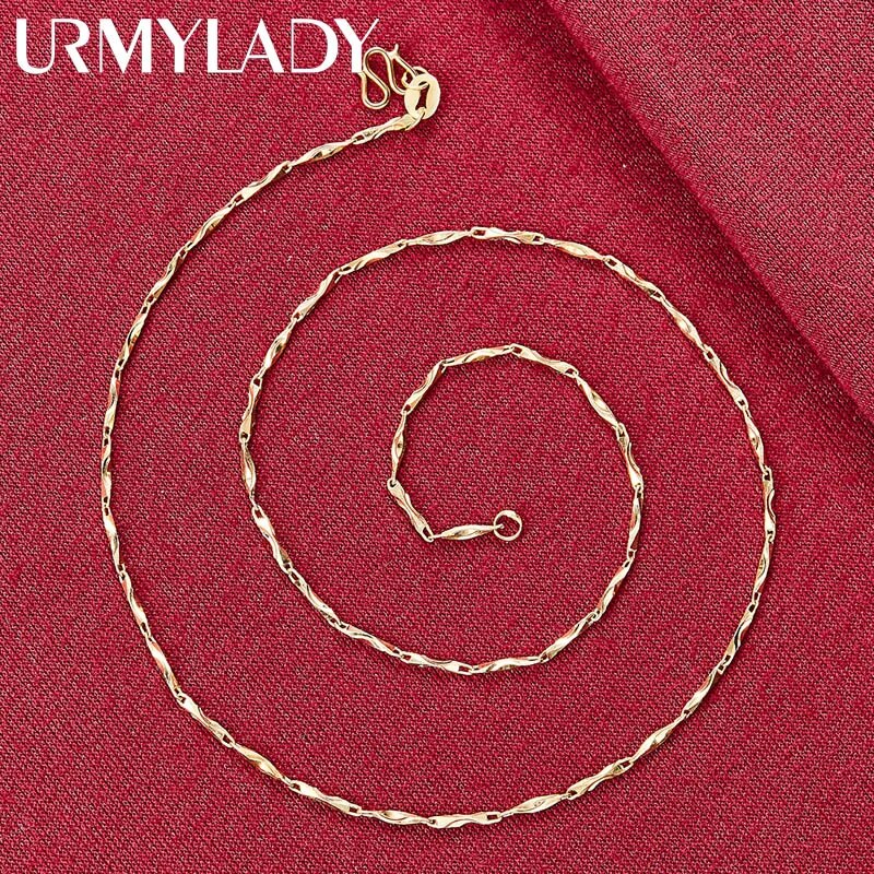URMYLADY 24K Gold Clavicle Chain 18 Inch Necklace For Women Fashion Wedding Eng image 3