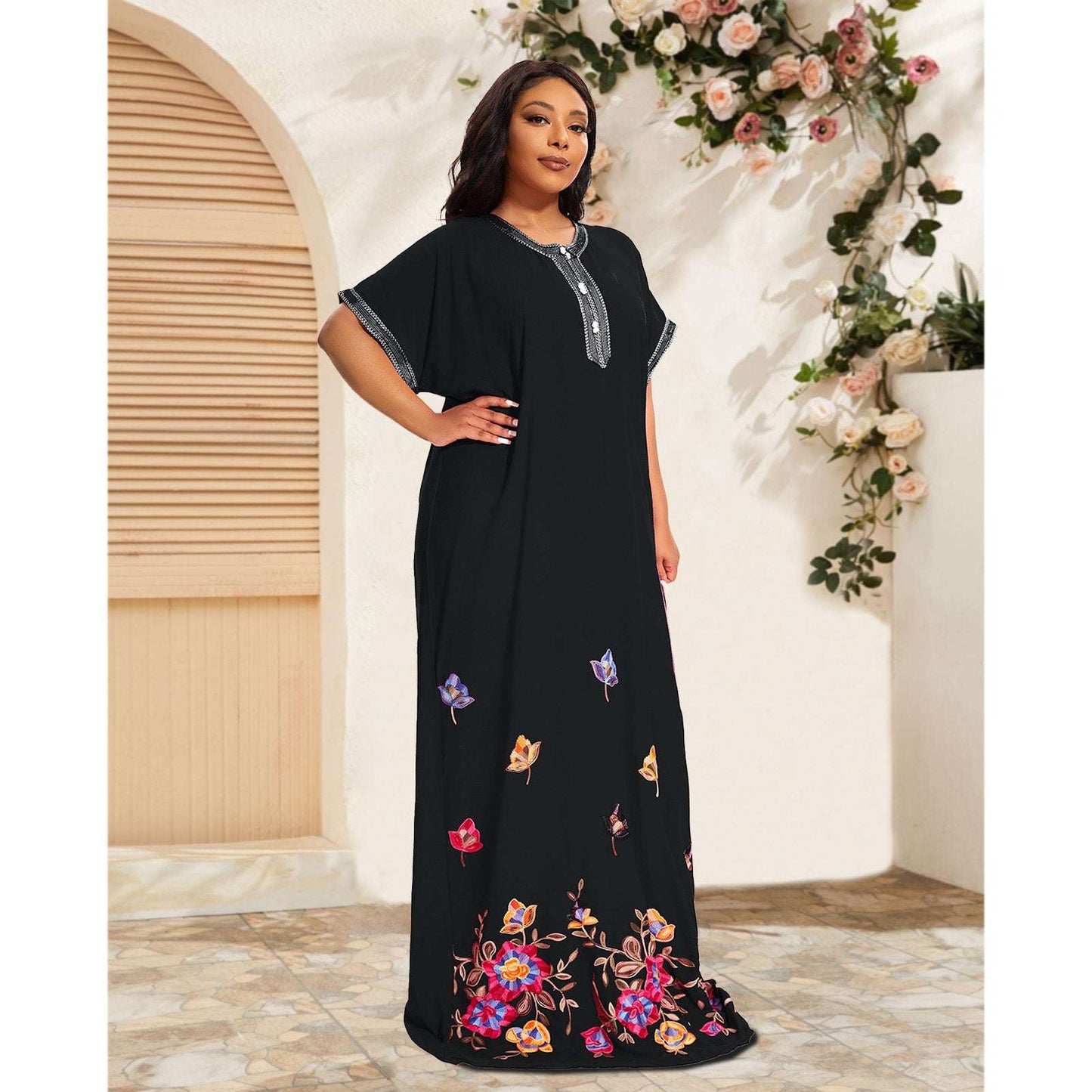 PlusSize Traditional Cotton Kaftan Clothing Loose Abayas Dress African Beach Ho image 6