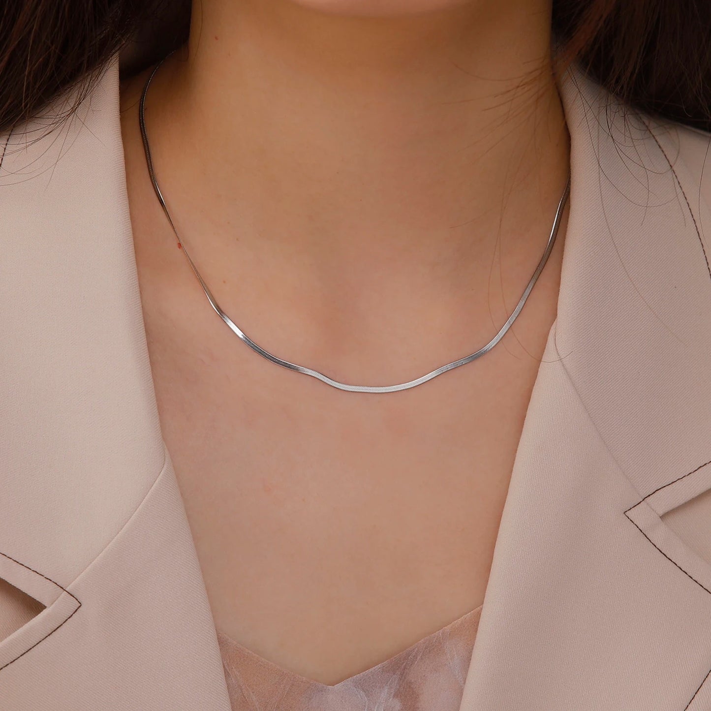 Skyrim Stainless Steel Snake Chain Necklace for Women Men Gold Color Herringbon image 1