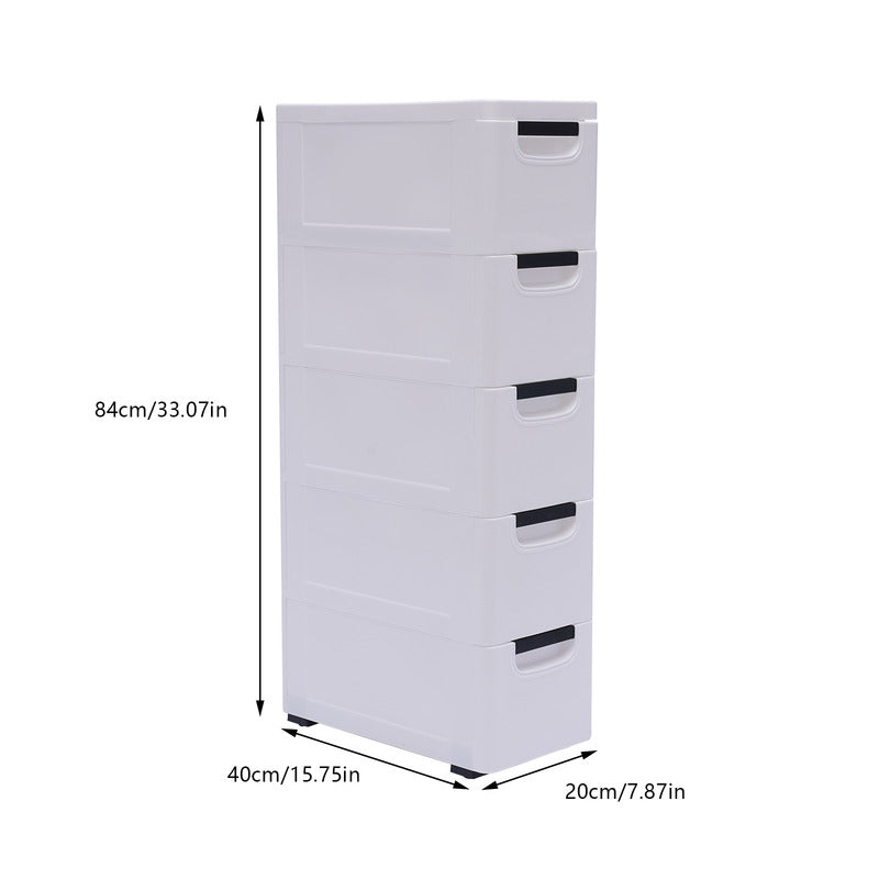 5-Tier Vertical Clothing Storage Cabinet Narrow Plastic Clothing Organizer Towe image 5