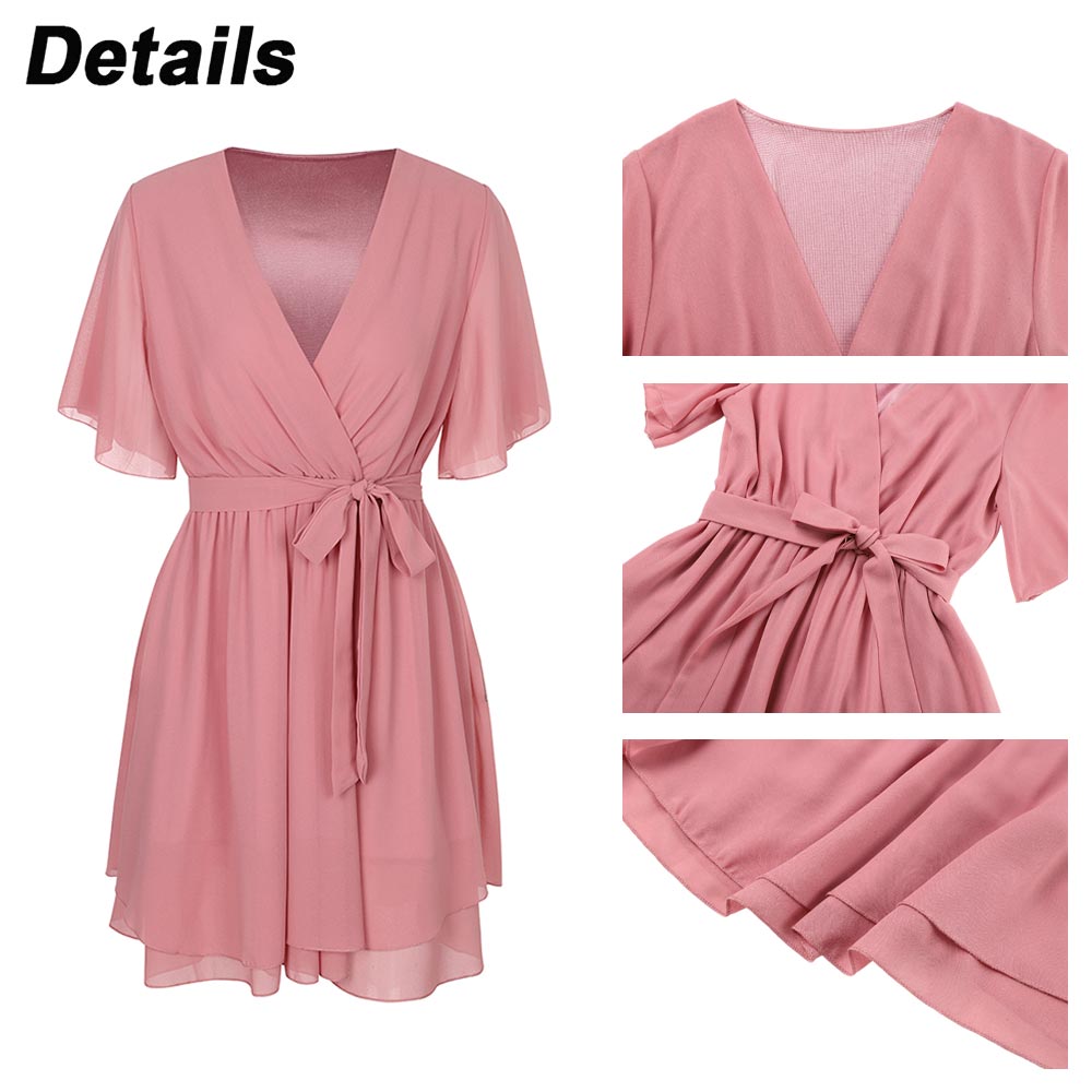 Chiffon White Women Dress for 2024 Summer Short Sleeve Slim Fit Fashion Korean image 5