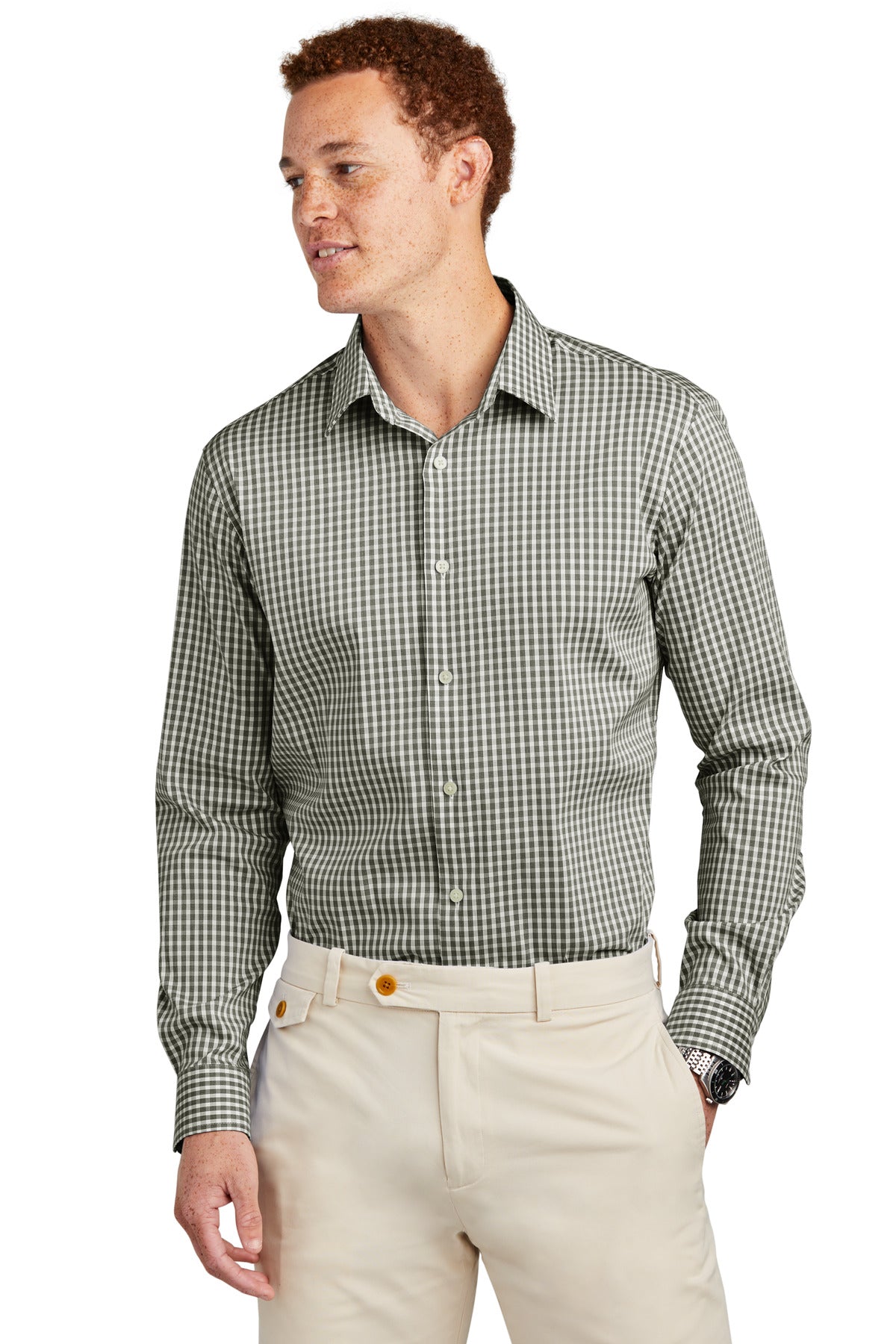 قميص Brooks Brothers® Tech Stretch ذو النمط BB18006