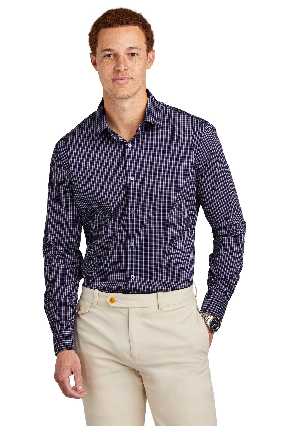 قميص Brooks Brothers® Tech Stretch ذو النمط BB18006