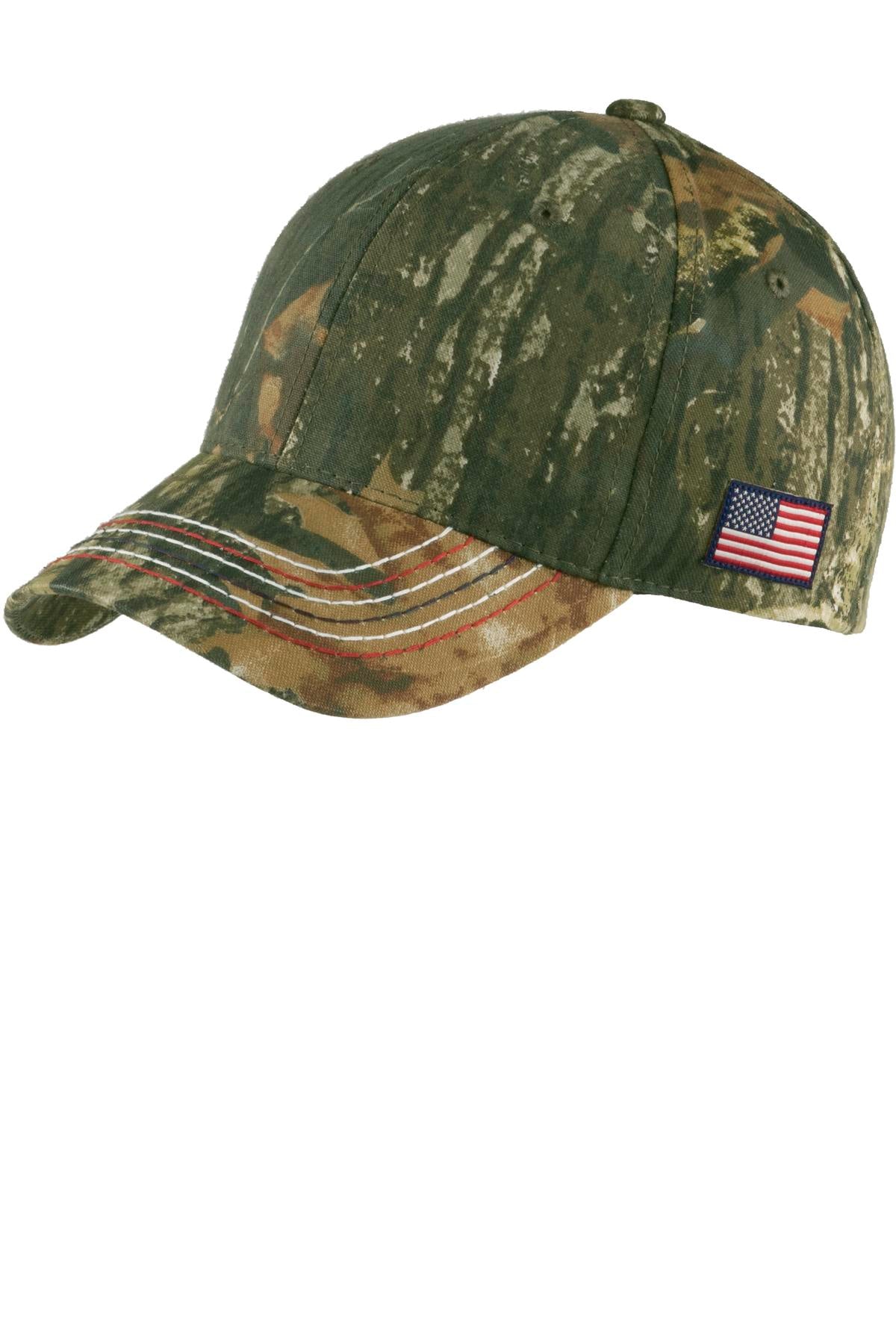 Port & Coâ„¢ Americana Contrast Stitch Camouflage Cap. C909