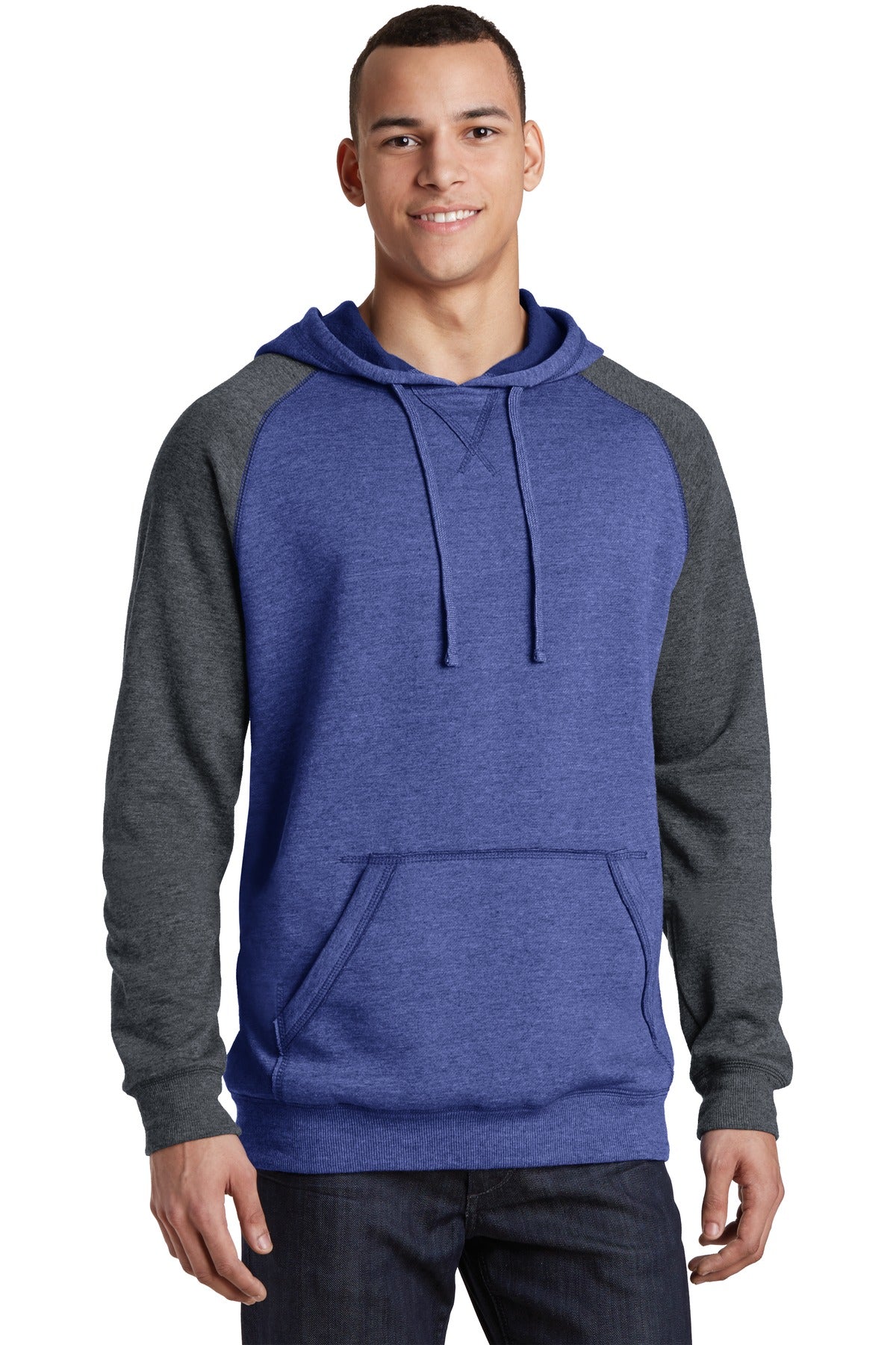 District® Young Mens Lightweight Fleece Raglan Hoodie. DT196