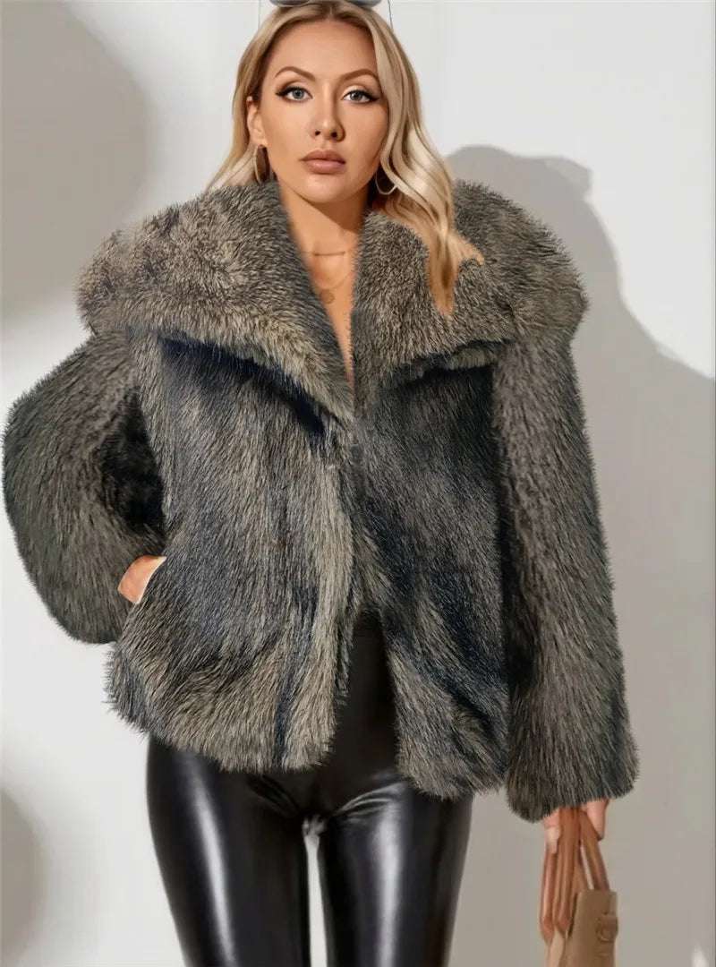 Wholesale Fashion Ladies Fake Fur Coat Winter Women Custom Faux Fur Jacket Warm Faux Fur Coat for Women