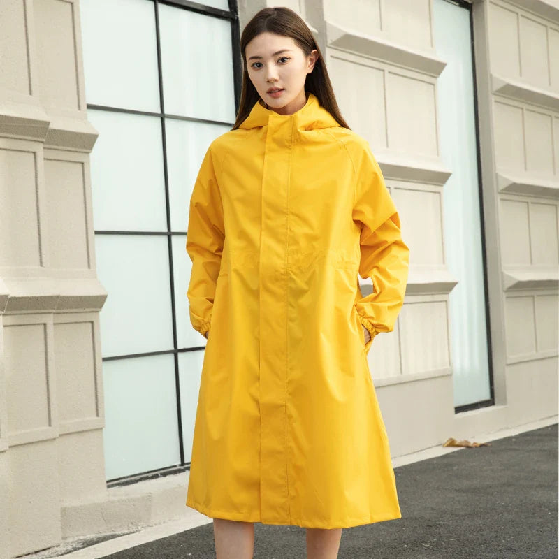 Women's Lightweight Waterproof Poncho Rain Jacket Hooded Windbreaker Trench Coat With Logo for Outdoor Travel Rainwear