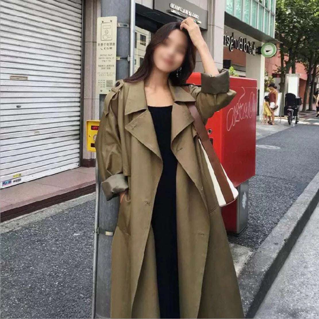 Hot Selling Luxury Quality Long Western Windbreaker Women Coat With Belt Classic Casual Double Breasted Trench Coat