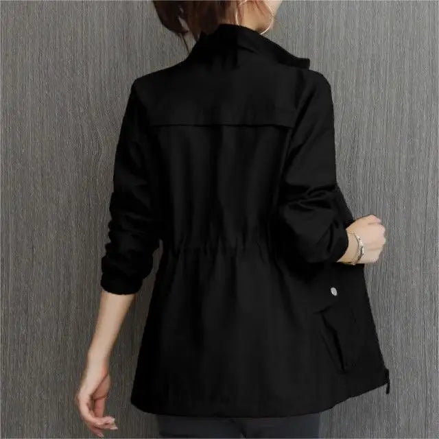 Women's Double Layer Trench Coat Fall Casual Slim Coat Stand Collar Ladies Jacket Windbreaker Autumn Plus Size 4XL Collar