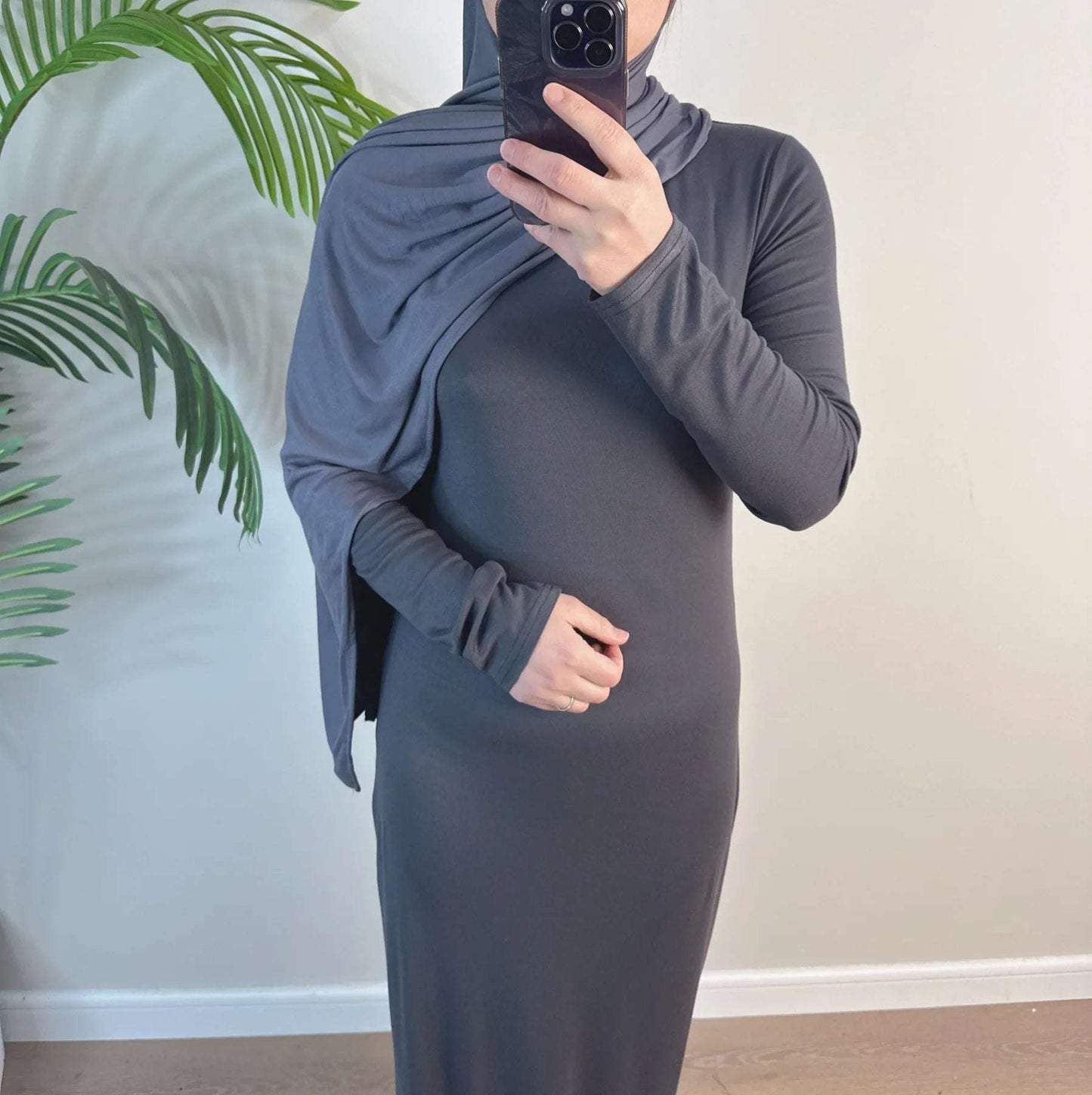 Sharut Eid Women's Handmade Cotton Spandex Bodycon Inner Dress Long Sleeved Abaya with Breathable Features for Ramadan