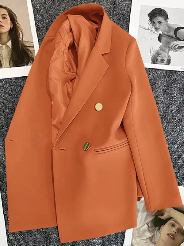 Ohsisa 2025 Spring and Autumn New Women's Suit Coat Tops Fashion Elegant Solid Color Button Cardigan Women's Jacket