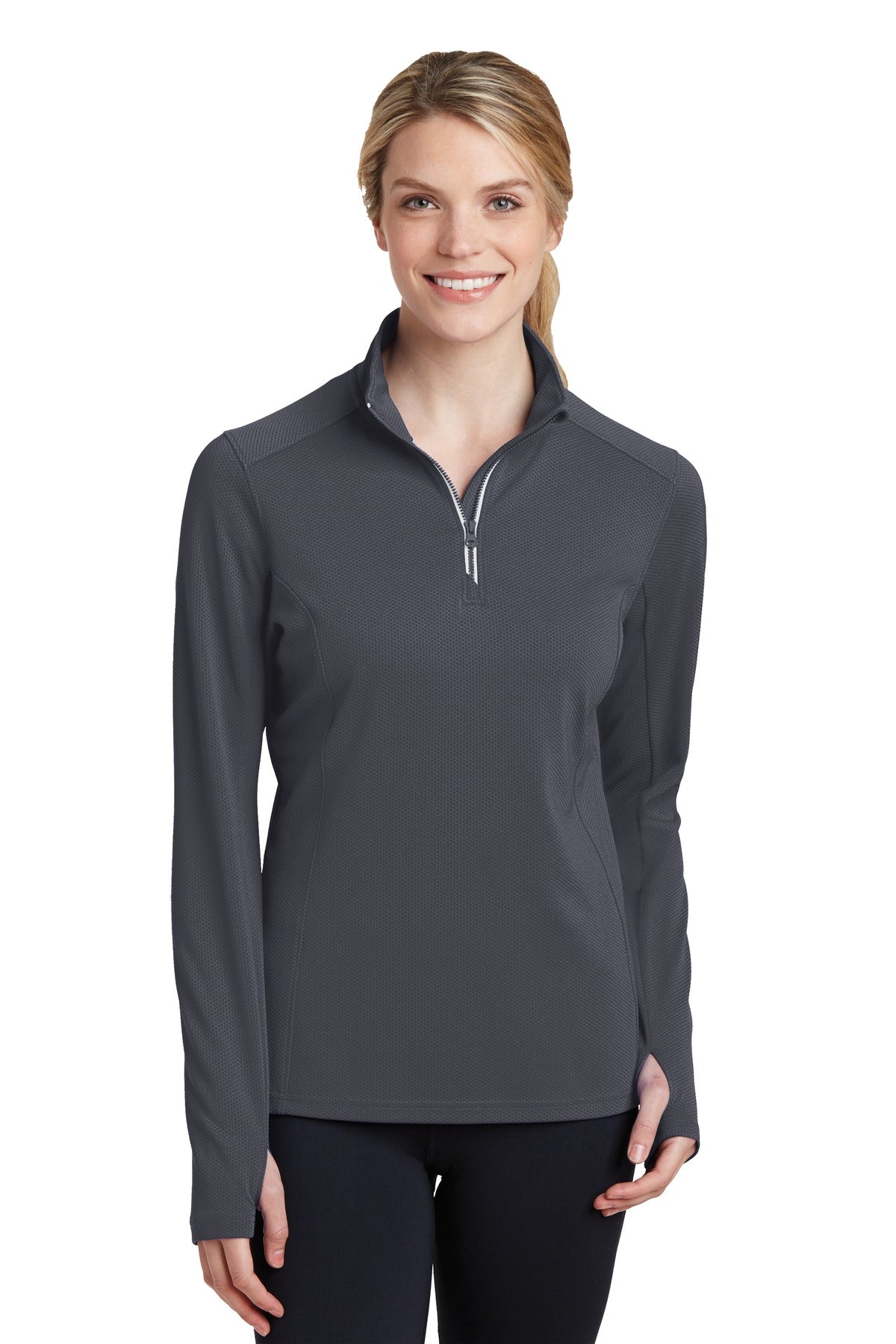 Sport-Tek® Women's Sport-Wick® Textured 1/4-Zip Pullover. LST860
